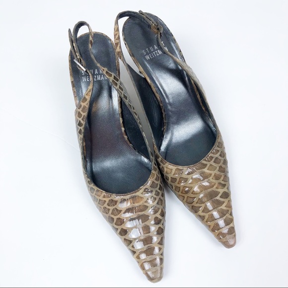 Stuart Weitzman Shoes - Stuart Weitzman snakeskin sling back heels